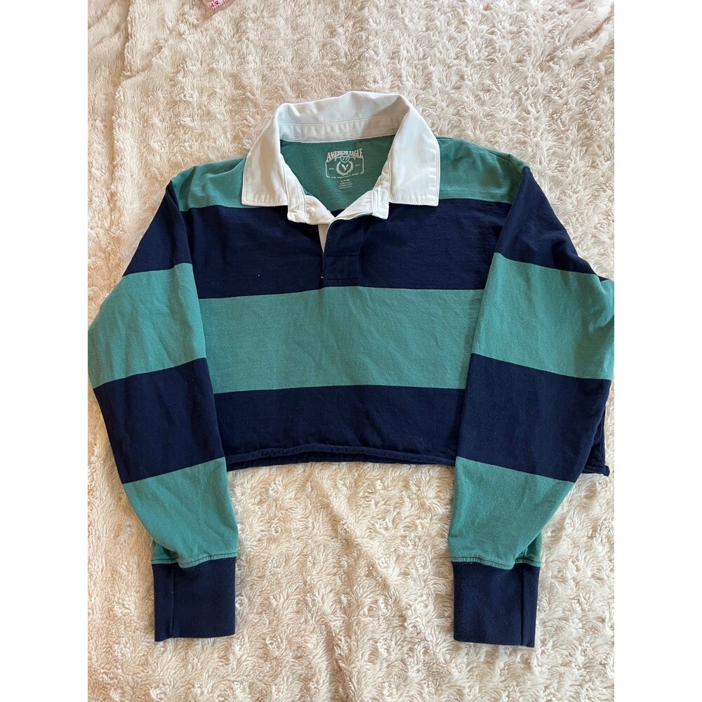 AMERICAN EAGLE Cropped Rugby Shirt Size S (Bx 7)